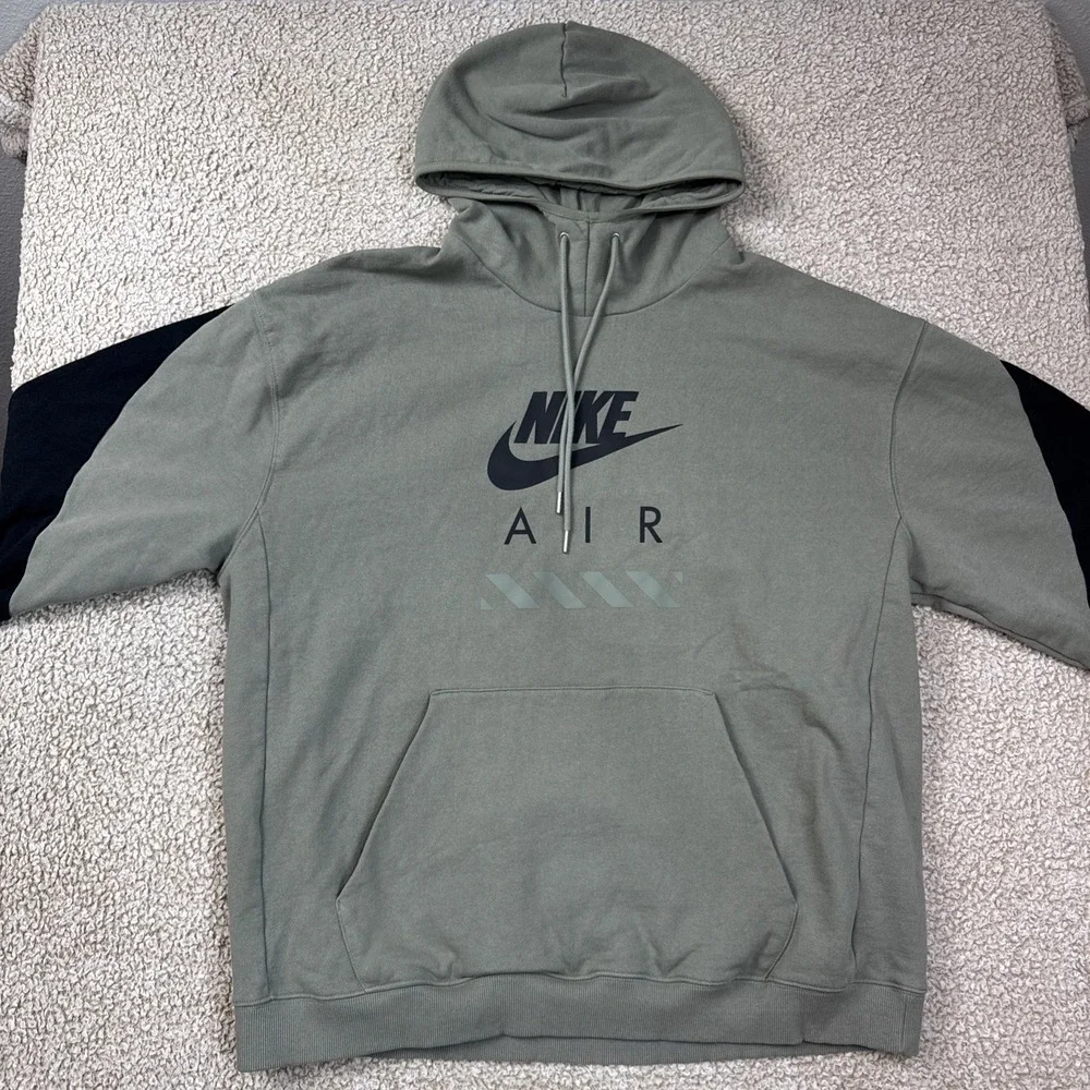 Nike Air Fleece Pull Over Hoodie Olive Green & Black HJ0273 320 Men's Size XL